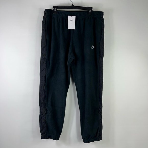Nike Mens Fleece Jogger Pants Black Standard Fit Pockets Tapered Leg XL New - Picture 1 of 12